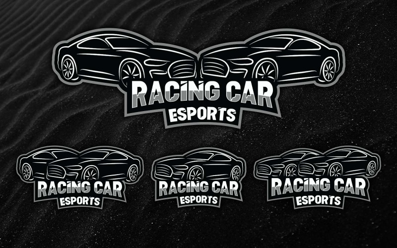 Racing Car Esports Mascot Diseño de logotipo-Identidad de marca