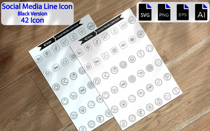 Set di icone della linea di social media premium