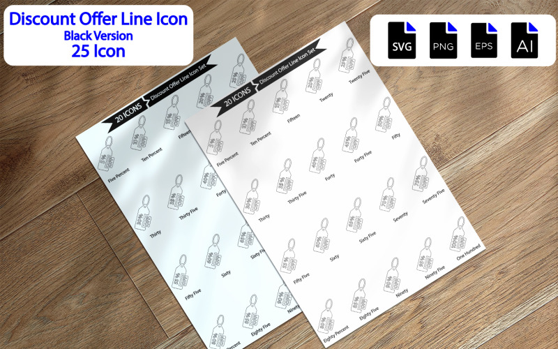 Sleva Nabídka Line Icon Set