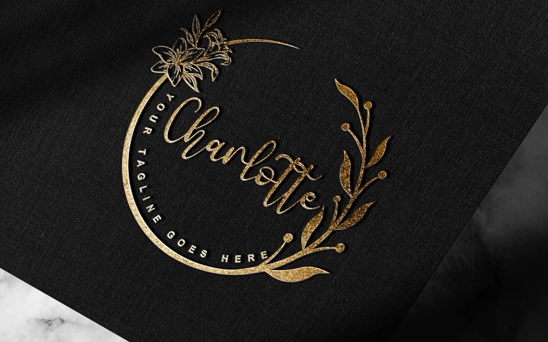 Современная рукописная подпись или фотография логотипа Charlotte Design-Brand Identity