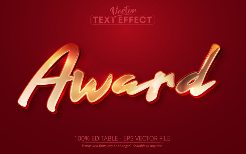 Nagroda - Edytowalny efekt tekstowy, luksusowy i błyszczący złoty styl tekstu, ilustracja graficzna