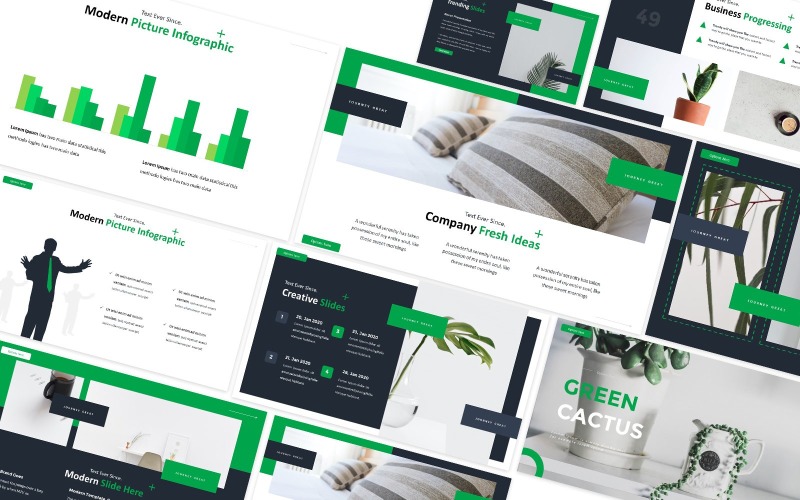 Green Cactus Powerpoint Template #293362 - TemplateMonster