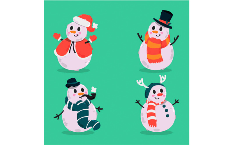 Ilustración de personaje dibujado a mano de muñeco de nieve