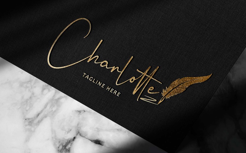 Nova Assinatura Manuscrita Moderna Ou Fotografia Logotipo Charlotte Identidade de marca