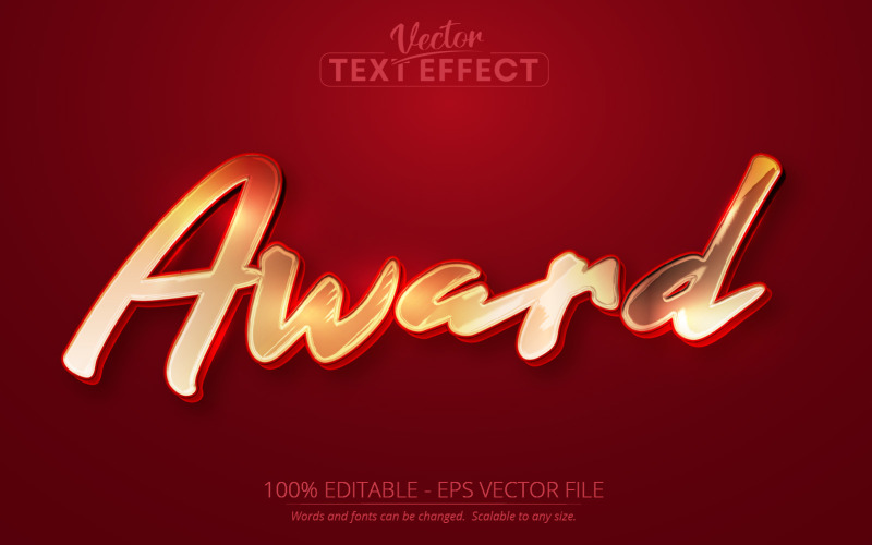 Premio: efecto de texto editable, estilo de texto dorado brillante y lujoso, ilustración gráfica