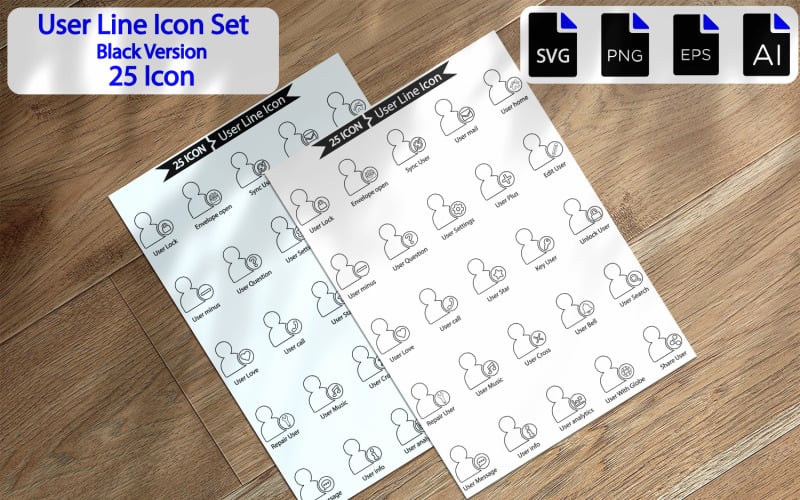 Premium User Line Icon Pack #293404 - TemplateMonster