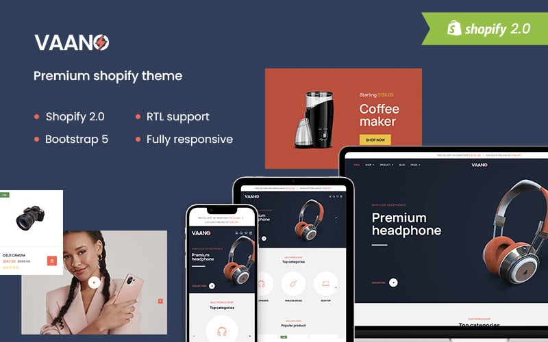 Vaano - Bestes Premium-Shopify-Theme für Elektronik und Gadgets