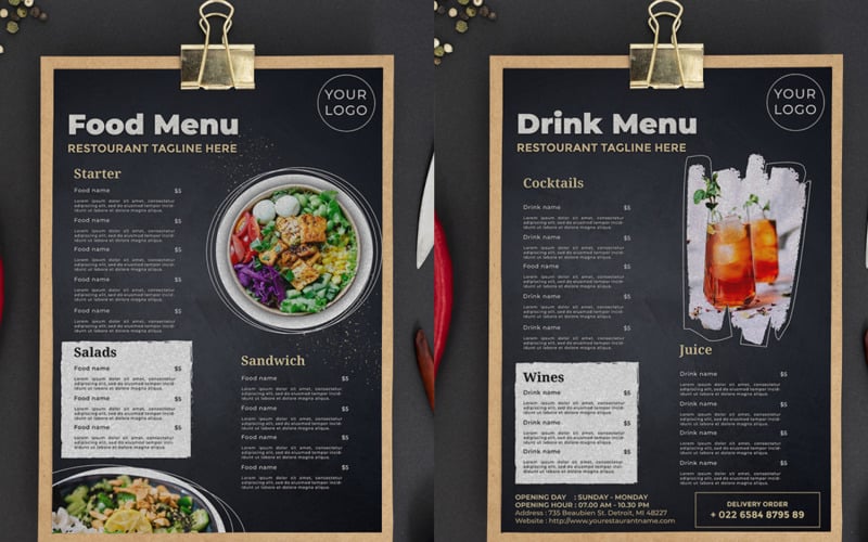 Menú del restaurante - Doble cara