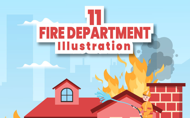 11 Service d'incendie ou pompier Illustration