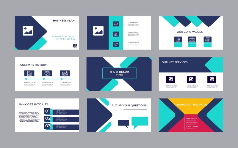 Абстрактный шаблон дизайна презентации 9 Pitch Deck. Состав геометрических абстрактных фигур