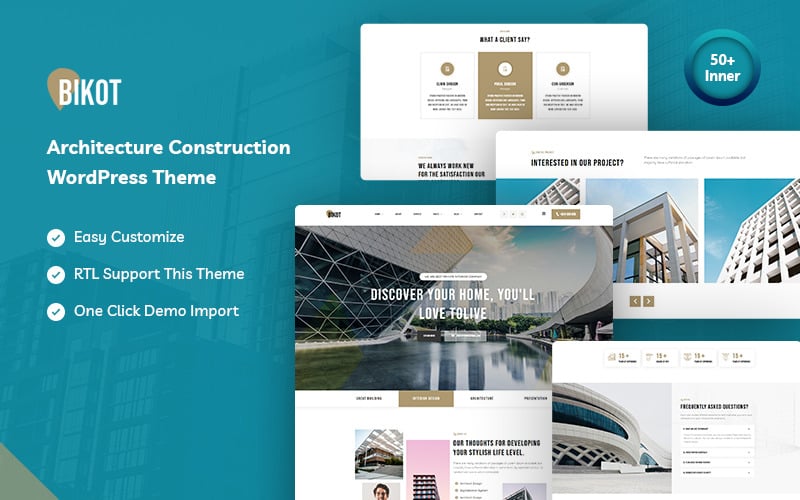 Bikot - Tema WordPress da empresa de arquitetura e construção