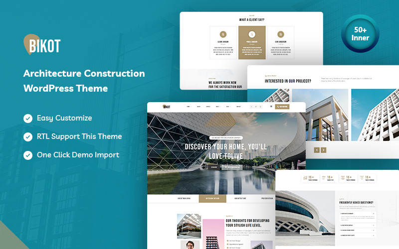 Bikot - Thème WordPress pour entreprise d'architecture et de construction