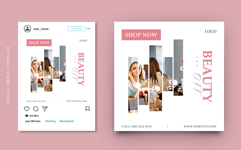 Design del modello di banner per post sui social media cosmetici per la pelle