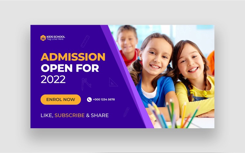 Kids School YouTube Thumbnail Template