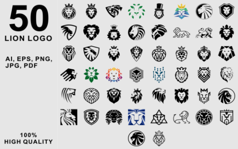 50 Lion Logo-bundel Creatief en uniek