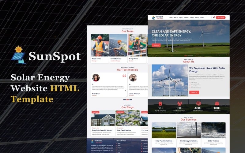 Macchia solare - Modello di sito Web HTML5 a energia solare