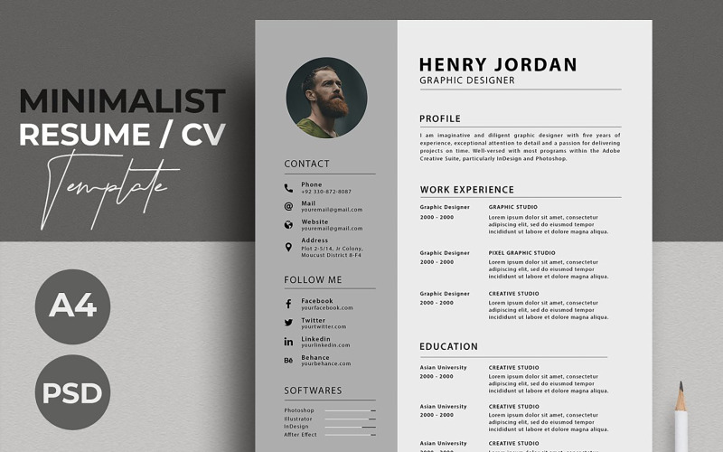 Modelo de currículo/CV minimalista