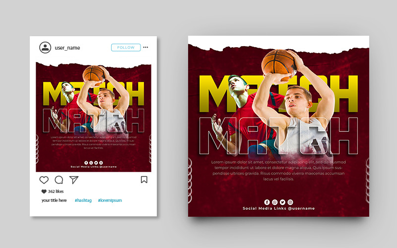 Plantilla de banner de publicación de redes sociales de goleador de fútbol