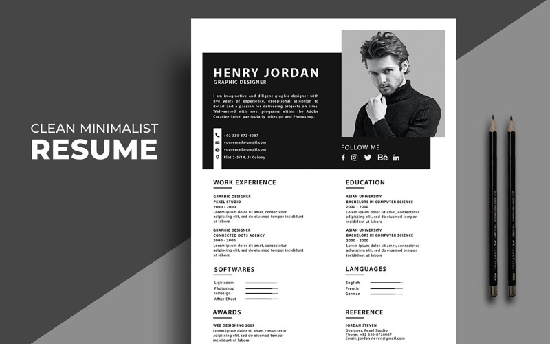 Clean Resume/CV Template 2 #293676 - TemplateMonster