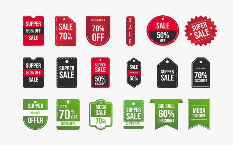 Super Oferta Venta Insignia Set Vector