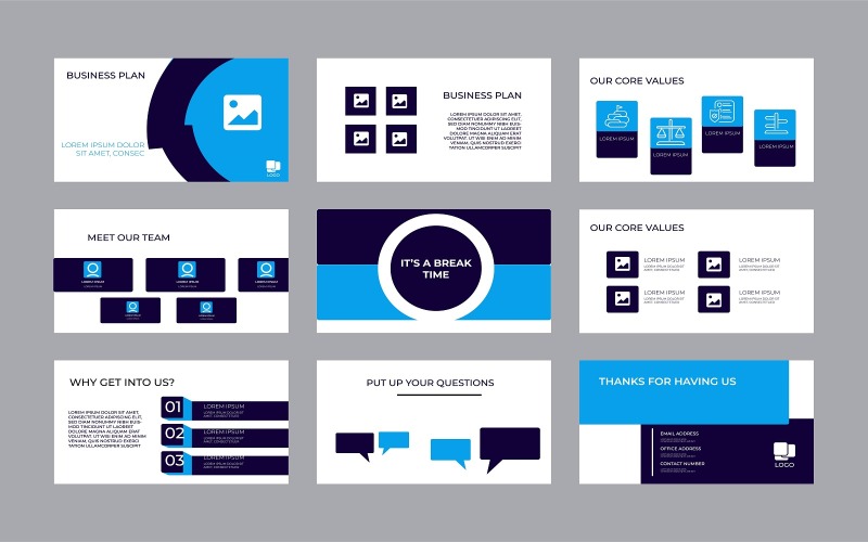 Уникальный шаблон дизайна презентации 9 Pitch Deck. Состав геометрических абстрактных фигур