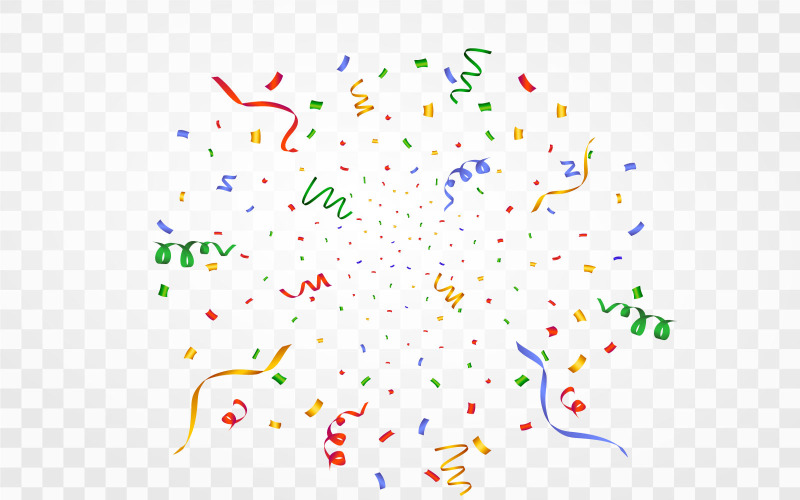 Vector de explosión de confeti y cinta de colores