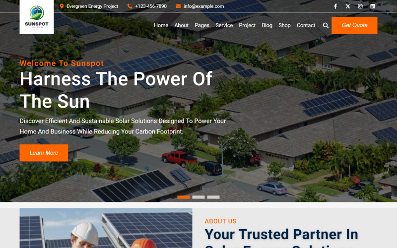 Zonnevlek - HTML5-websitesjabloon voor zonne-energie