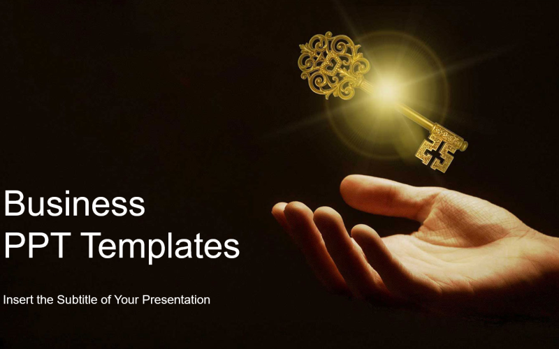 Businessman Golden Key PowerPoint Templates 48 Slides