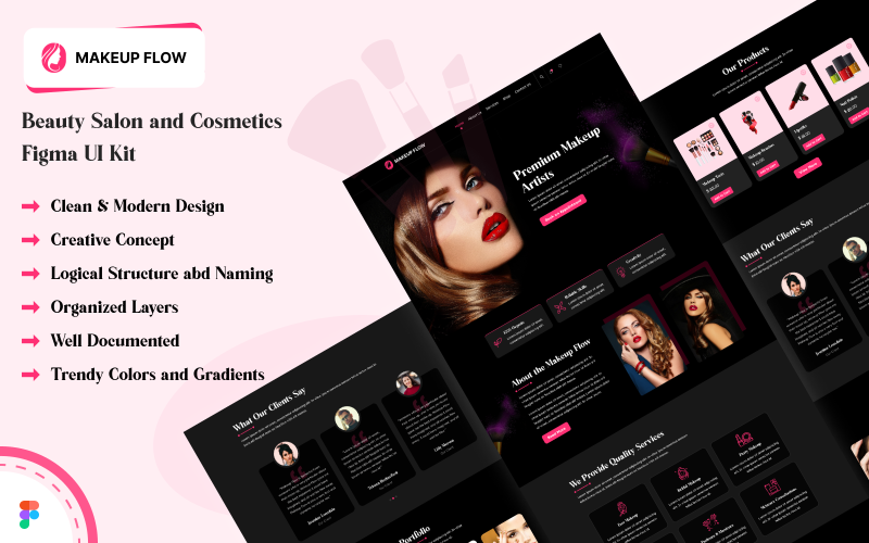 Makeup Flow - 美容院和化妆品 Figma UI Kit