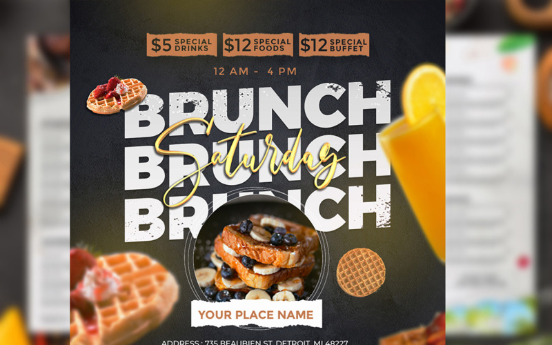 Brunch szórólap sablon – közösségi média