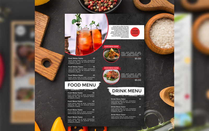 Szablon menu restauracji żywności