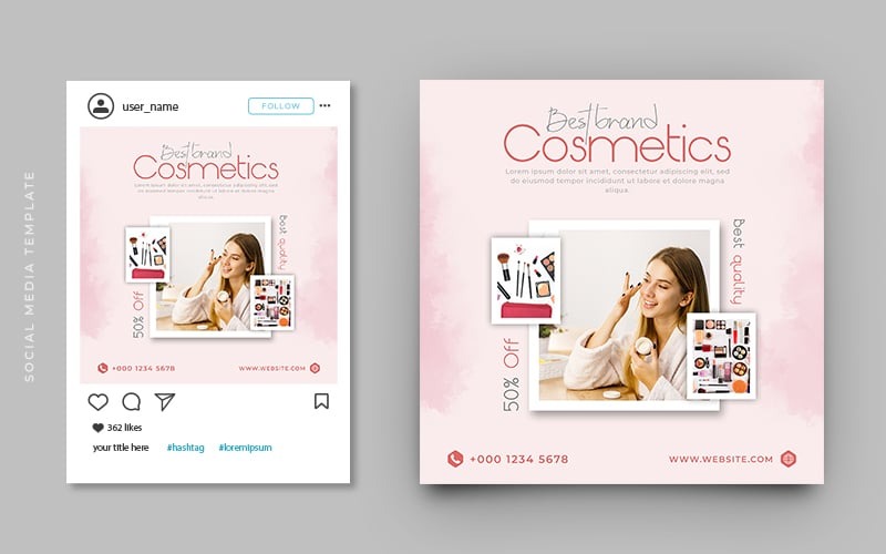 Hud Skönhet Kosmetika Produkter Marknadsföring Sociala medier Reklam Post Banner Mall