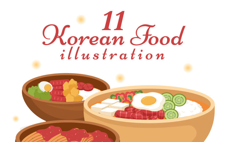 11 Illustrazione del menu fisso dell'alimento coreano