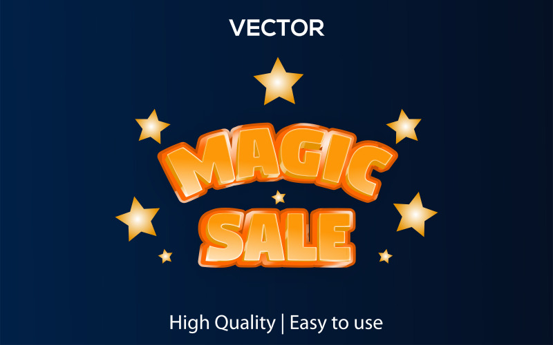 Vente magique | Vente magique 3D | Style de texte réaliste | Effet de texte vectoriel modifiable Premium