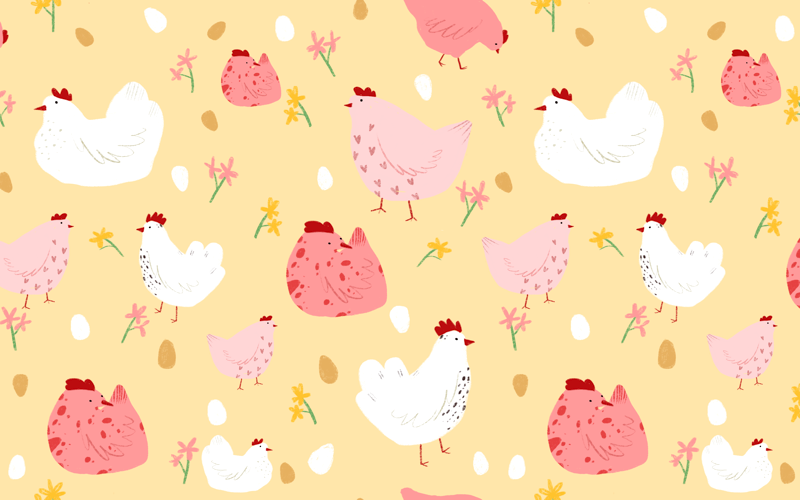 Digital Pastel Chickens Pattern