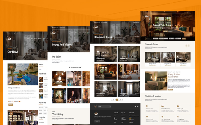 Lilla-stjärnigt hotell och semesterort HTML5-mall