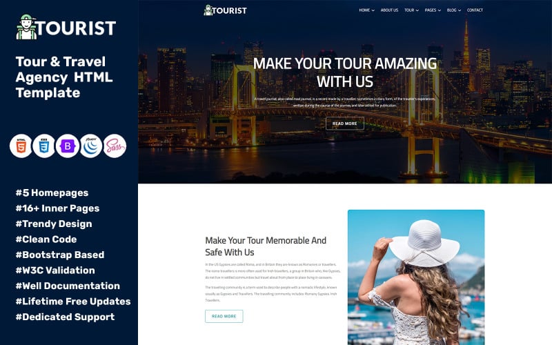 Tourist - Tour & Travel Agency HTML Template