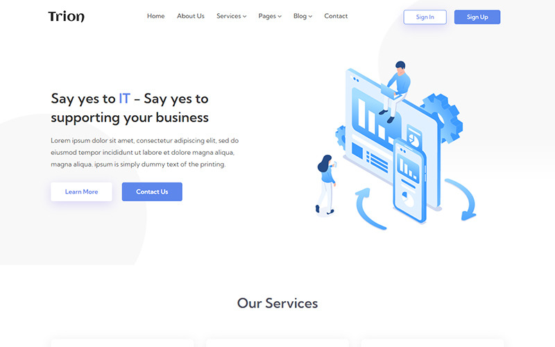 Trion – IT-megoldások és technológiai webhelysablon