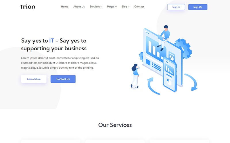 Trion - Szablon strony internetowej z rozwiązaniami IT i technologią