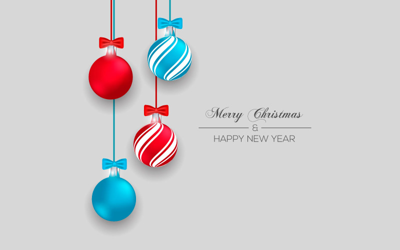 Boule de Noël décorative ruban bleu rouge