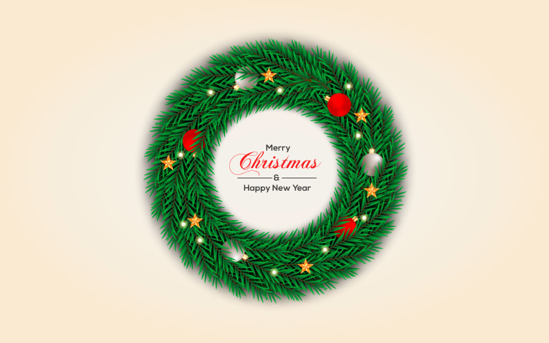 Çam Dalı Beyaz Noel Topları Ile Noel Çelengi