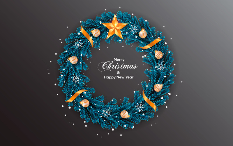 Conjunto de decoração de vetores de guirlanda de Natal Texto de feliz Natal para o Natal