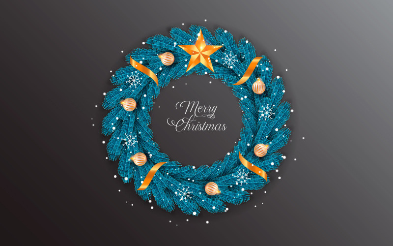 Conjunto de decoración de vectores de corona de Navidad Texto de feliz Navidad para tarjeta de felicitación de Navidad