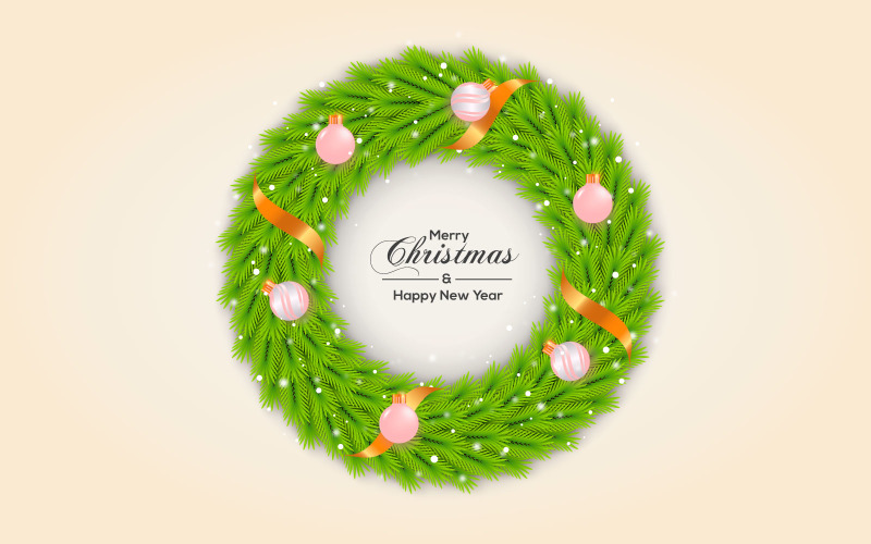 De kroon van Kerstmis met Pine Branch White Christmas Ball Star Concept