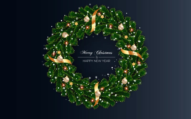 Décoration Guirlande De Noël Avec Branche De Pin Boule De Noël Boule Dorée