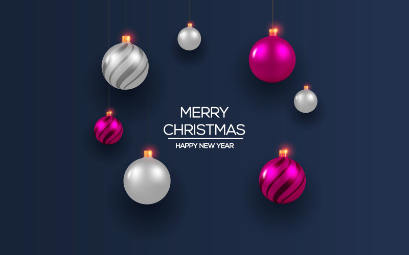 Disegno stabilito di vettore delle palle di Natale. Palla di Natale realistica 3d colorata con stampa natalizia