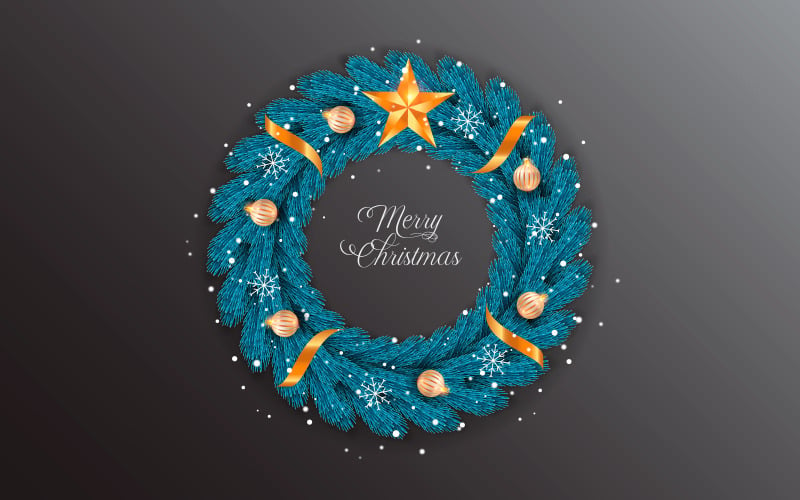 Jul krans vektor dekoration Set god jul text för jul gratulationskort