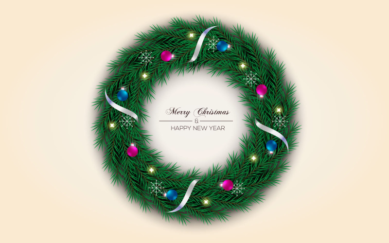 Kerstkrans Vector Decoratie Set Kerstmis Voor Wenskaart