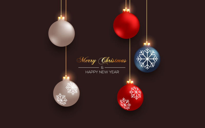 Weihnachtsball-Set auf dunklem Hintergrund