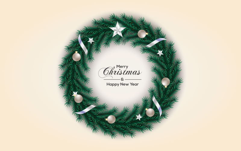 Weihnachtskranz Vektor Dekoration Weihnachtstext für Weihnachtsgrußkarte
